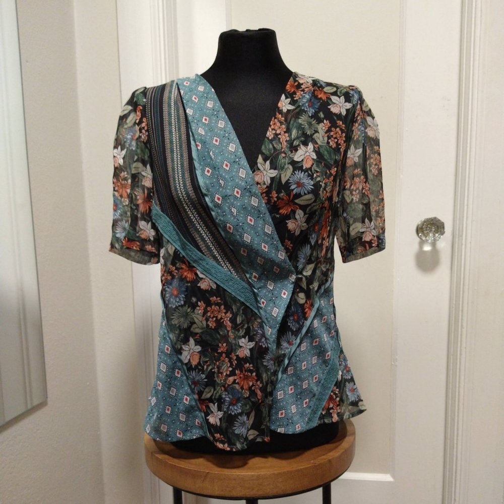 Tiny By Anthropologie Patchwork Floral Wrap Top - image 1